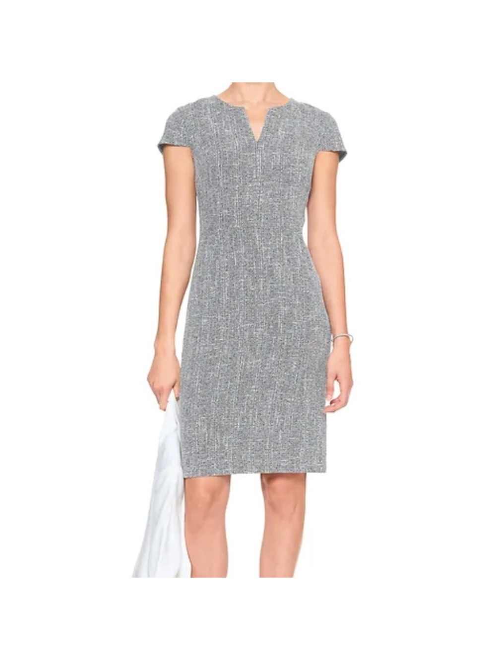 Banana Republic Split Neck Cap Sleeve Boucle Sheath Dress